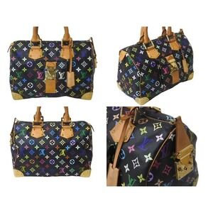 Louis Vuitton Multicolor Handbag Bag Boston Speedy Black